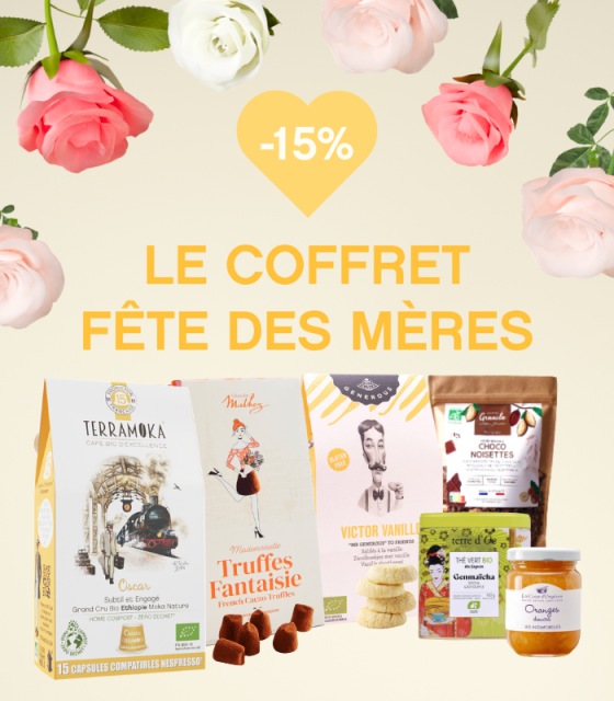 Le Coffret des Mamans gourmandes (composé de : café, thés, confitures, biscuit, chocolat, granolat)