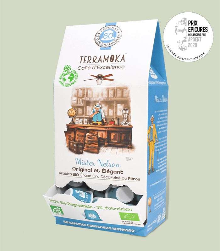 NELSON : CAPSULES CAFÉ BIO DÉCAFÉINÉ DU PÉROU - ÉLÉGANT ET ÉQUILIBRÉ