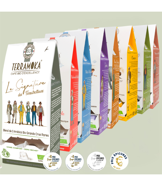 Coffret Découverte 8 Cafés Bio - 480 Capsules Compostables Compatibles Nespresso®