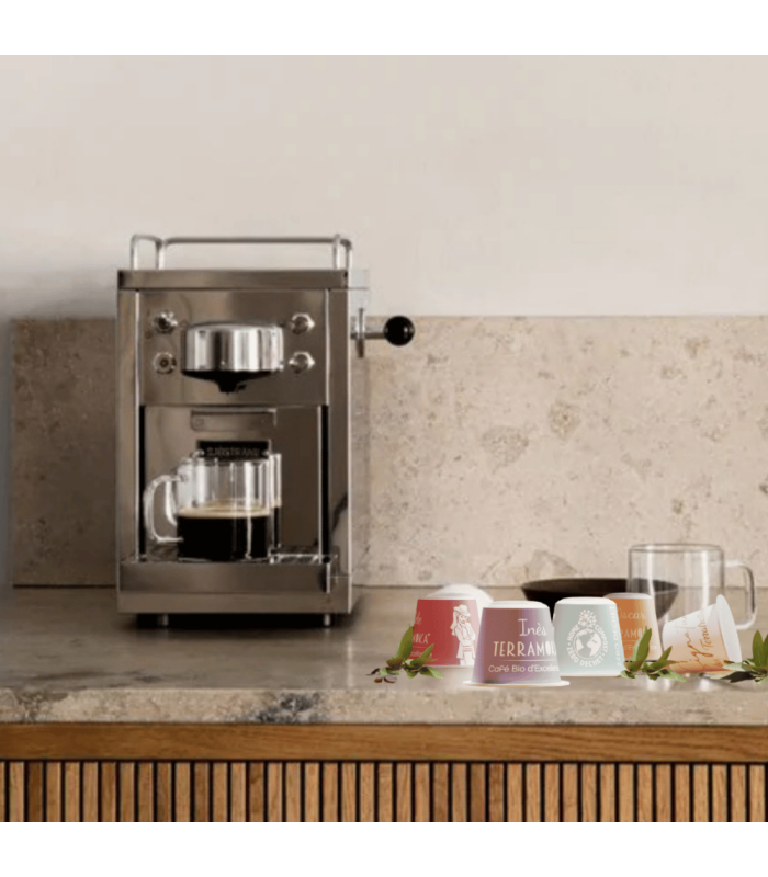 SJÖSTRAND THE ORIGINAL – MACHINE À CAFÉ CAPSULES COMPATIBLE NESPRESSO® – ACIER INOXYDABLE +24 capsules offertes