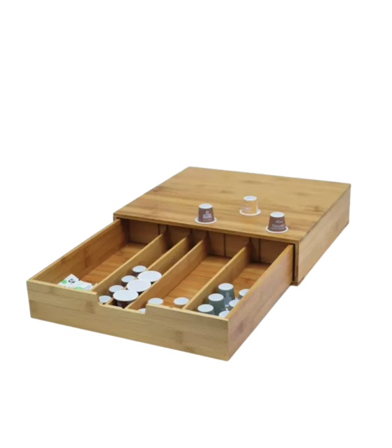 Tiroir range-capsules ou dosettes - bambou
