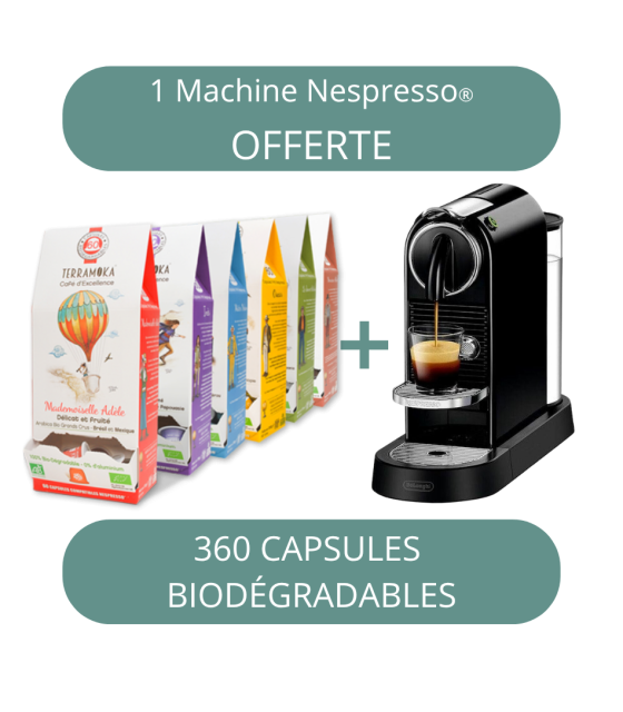 Coffret découverte Machine Nespresso Magimix CITIZ + 360 capsules Home compost
